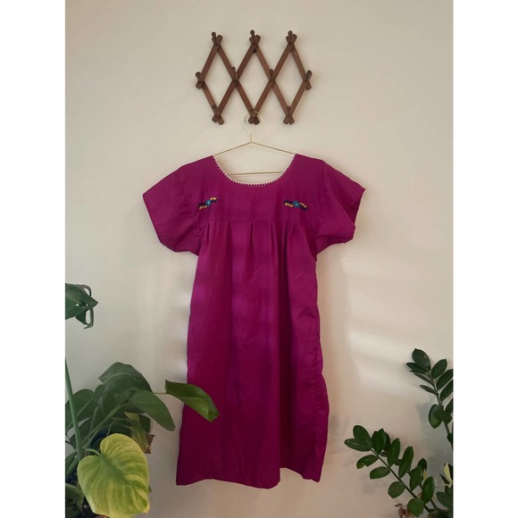 Magenta Embroidered House Dress / Market Dress - Picture 2 of 3